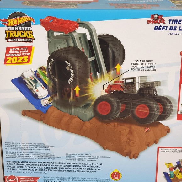 Hot Wheels Monster Trucks Arena‎ Smashers Bone Shaker Tire Press Challenge NEW - Picture 8 of 10